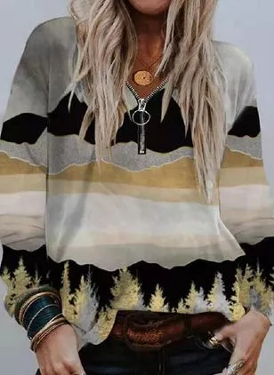

Cotton Blends Landscape Painting Vintage Sweatshirt, Light coffee, Hoodies & Sweatshirts