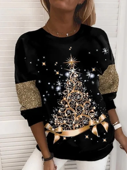

Christmas Crew Neck Cotton Blends Sweatshirt, Black, Hoodies & Sweatshirts