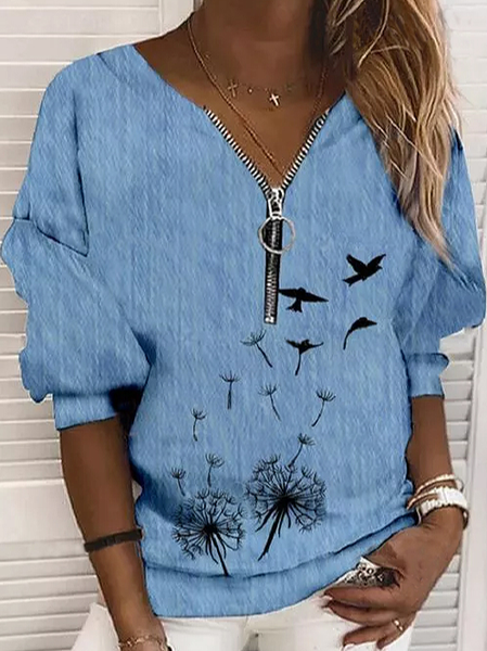 

Dandelion Casual V Neck Sweatshirt, Blue, Sweatshirts & Hoodies