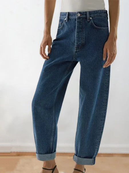 

Loosen Plain Pants, Dark_blue, Pants