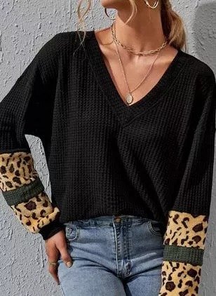 

Leopard Statement Shirts & Tops, Black, Long sleeve tops