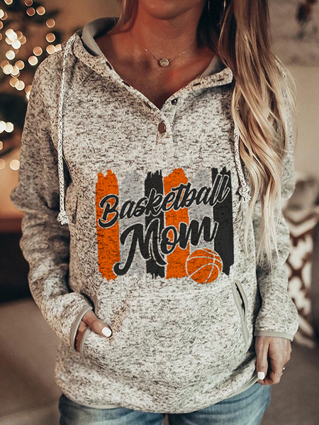 

Casual Baseball Mom Print Hooded Sweatshirt, As picture, Hoodies&Sweatshirts