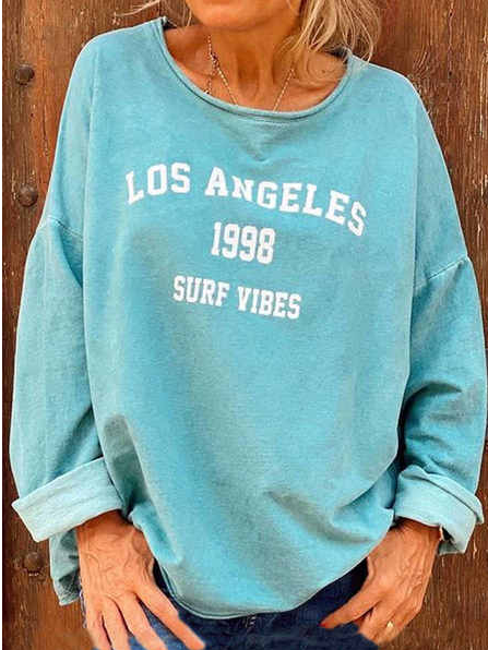 

Letter Regular Fit Casual Shirts & Tops, Blue, Long sleeve tops
