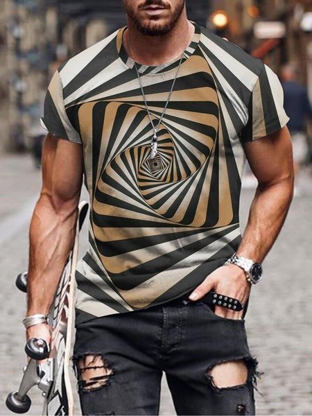 

3D Abstract Sci-Fi Graphics Long Sleeve Casual Tee, As picture, T-shirt