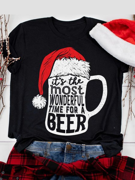 

Christmas Fun Print Women‘s Shirts & Tops, Black, T-shirts