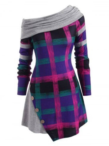 

Casual Regular Fit Grid Dresses, Multicolor, Mini Dresses