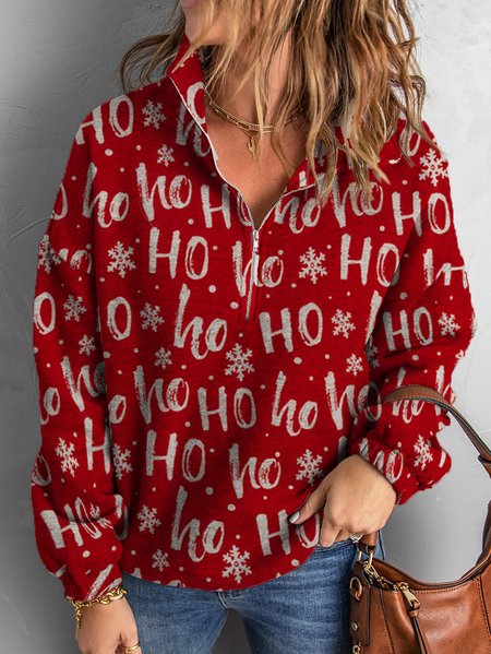 

Christmas Cotton Blends Casual Letter Sweatshirts, Red, Sweatshirts & Hoodies