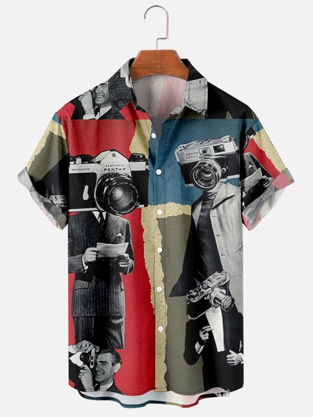 

Shirt Collar Figure Outdoor Shirts, As picture, Men's Floral shirt