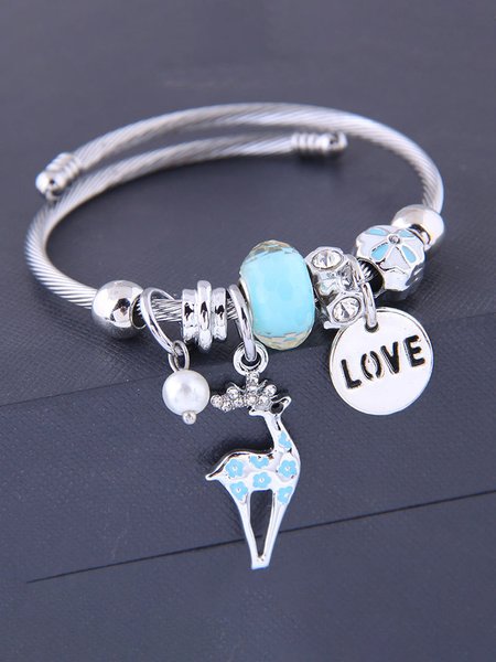 

Simple Metal Rhinestone Deer Bracelet, Sky blue, Bracelets