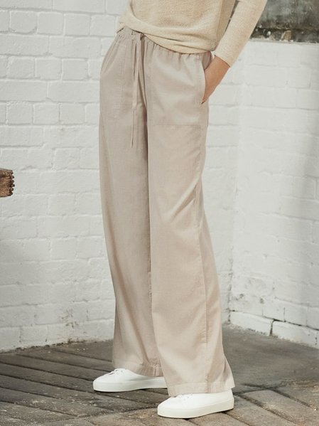 

Pure color casual loose trousers, Apricot, Pants