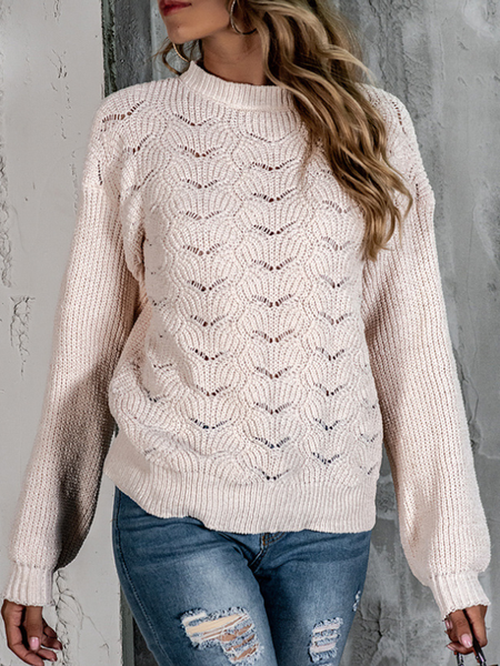 

Casual Household Daily Vintage Cotton Blends Sweater, Apricot, Sweaters & Cardigans