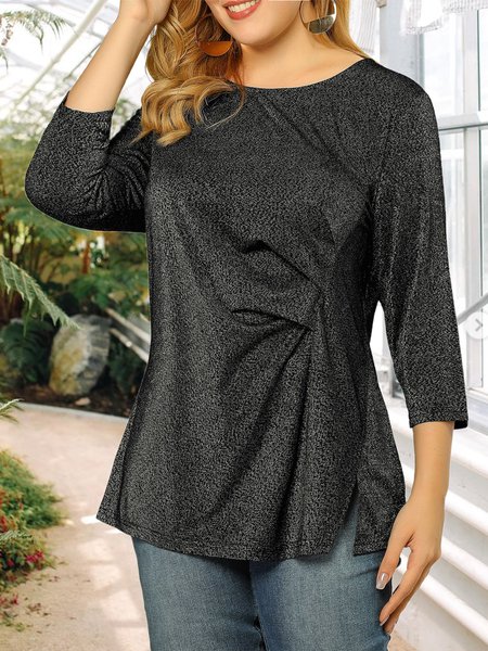 

Casual Crew Neck Loosen Shirts & Tops, Black, Tops