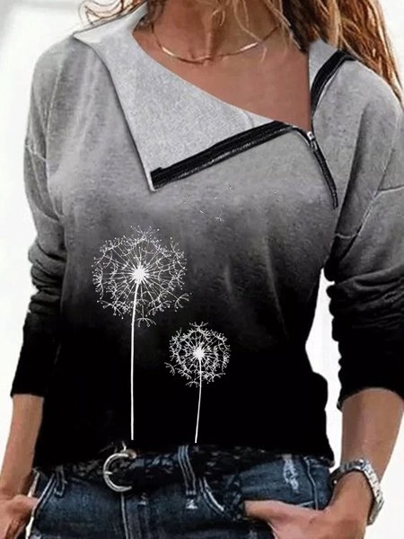 

Dandelion Lapel Casual Long Sleeve Shirts & Tops, Black, Tops