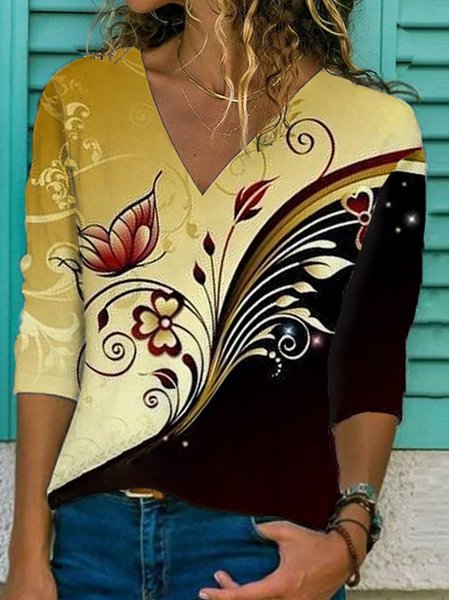 

Regular Fit Floral Shirts & Tops, As picture, T-Shirts