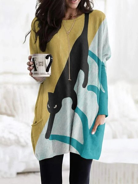 

Casual Animal Color Block Shirts & Tops, Multicolor, Long sleeve tops