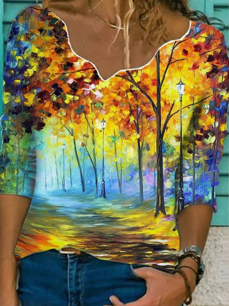 

V Neck Cotton Shirts & Tops, Multicolor, Shirts & Blouses