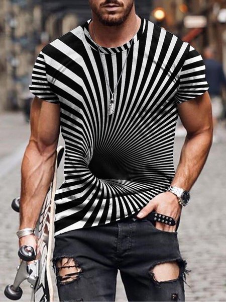 

3D Abstract Sci-Fi Graphics Long Sleeve Casual Tee, As picture, T-shirts