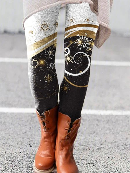 

Printed Pants, Black-white, Leggings