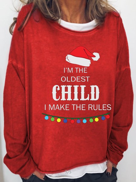 

I Am The Oldest Child I Make The Rules Casual Slim Fit Sweatshirt, Red, Hoodies&Sweatshirts