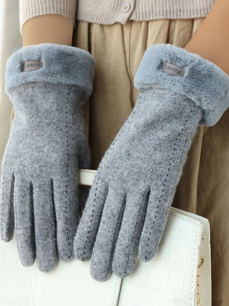 

Casual Warm Gloves, Gray, Scarves&Gloves