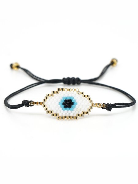 Simple Eye Beaded Bracelet, Black, Bracelets