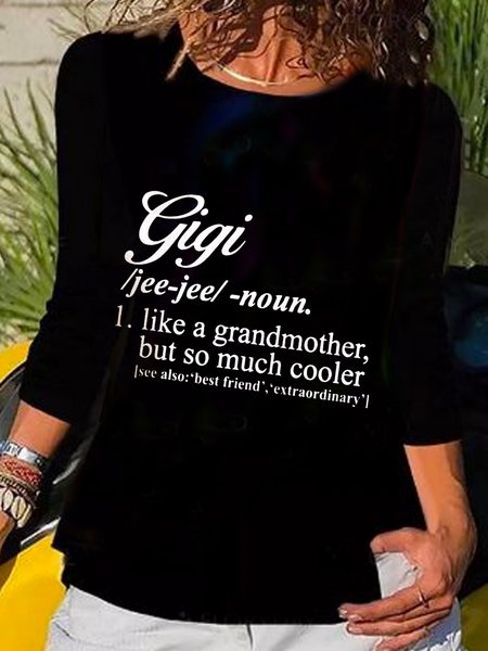 

Casual Letter T-shirt, Black, T-Shirts