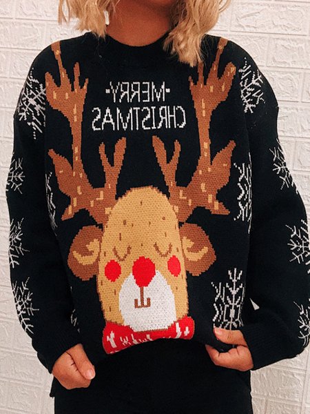 

Regular Fit Crew Neck Sweater, Black, Sweaters & Cardigans