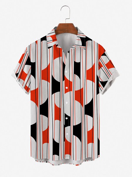 

Short Sleeve Striped Shirts & Tops, As picture, Men's Floral shirt