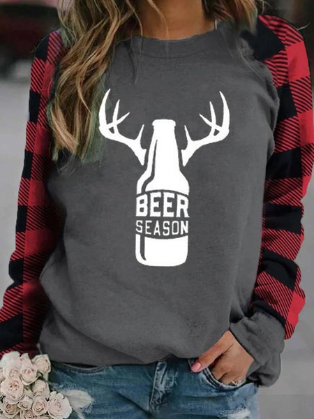 

Beer Season Women's Crew Neck Sweatshirt, Gray, Hoodies&Sweatshirts