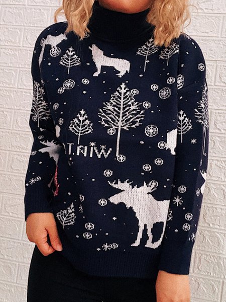 

Regular Fit Animal Casual Sweater, Blue, Sweaters