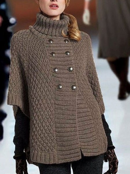 

High Neck Solid Elegant Half sleeve Sweater, As picture, Pullovers