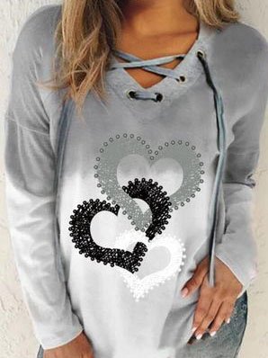 

Ombre Geometric Printed Casual Off Shoulder Loosen Sweatshirt, Gray, Sweatshirts & Hoodies