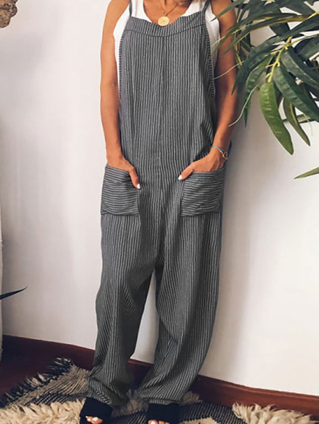 

Square Neck Cotton Blends One-Pieces, Black, Jumpsuits