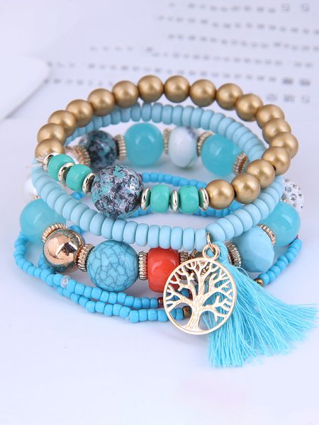 

Vintage Turquoise Tassel Alloy Bracelet, Sky blue, Bracelets & Anklets