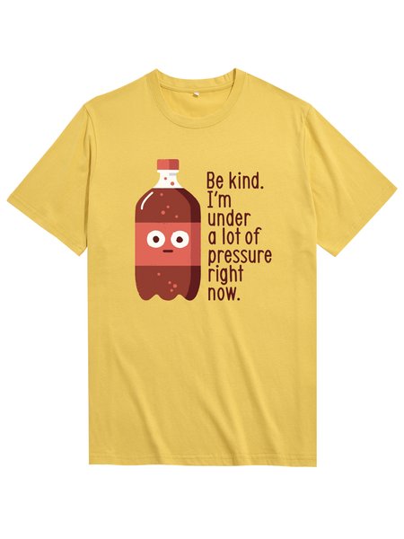 

Unocis Fun Print Round Neck Short Sleeve Cotton T-shirt, Yellow, T-shirts