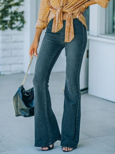 

Denim Regular Fit Plain Long Pants, Blue, Pants