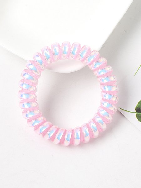 

Simple Transparent Color Phone Cord Hair Ties, Light pink, Women Hair Accessories