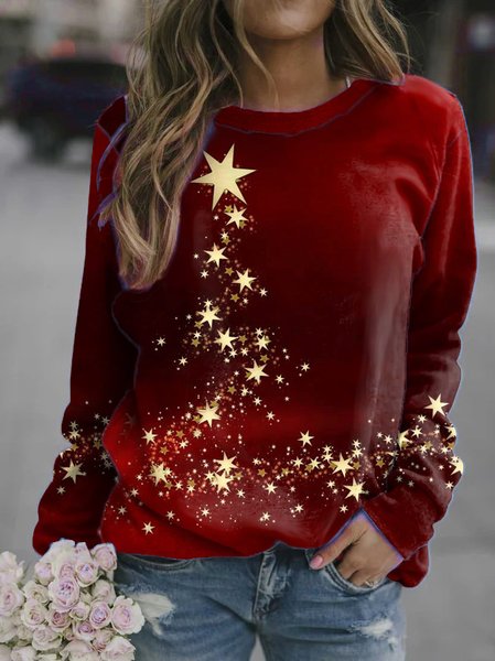 

Glitter Stars Christmas Christmas Sweatshirt, As picture, Hoodies&Sweatshirts