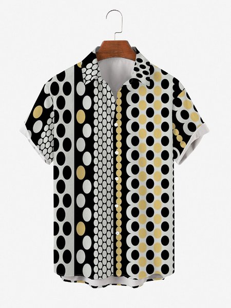 

Outdoor Crew Neck Geometric Shirts & Tops, As picture, Men's Floral shirt