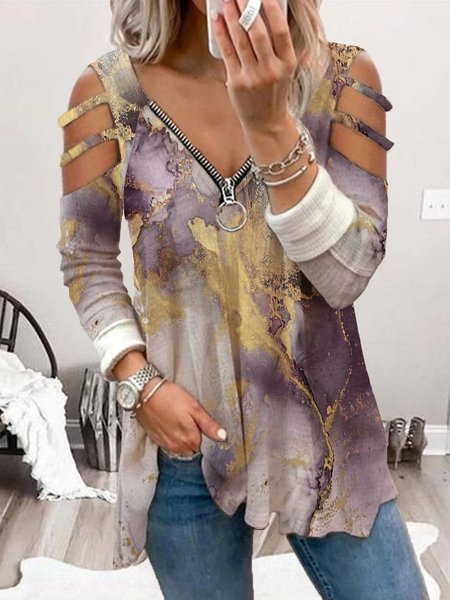 

V Neck Hippie Shirts & Tops, As picture, Tops