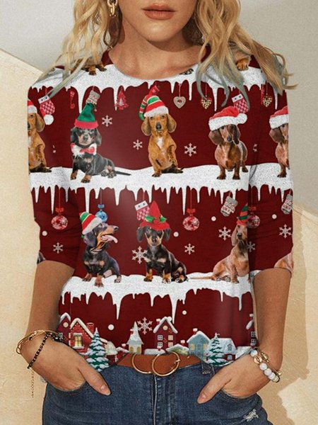 

Christmas Tops, Red, Long sleeves