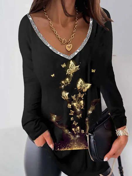 

Regular Fit Butterfly Shirts & Tops, Black, T-Shirts