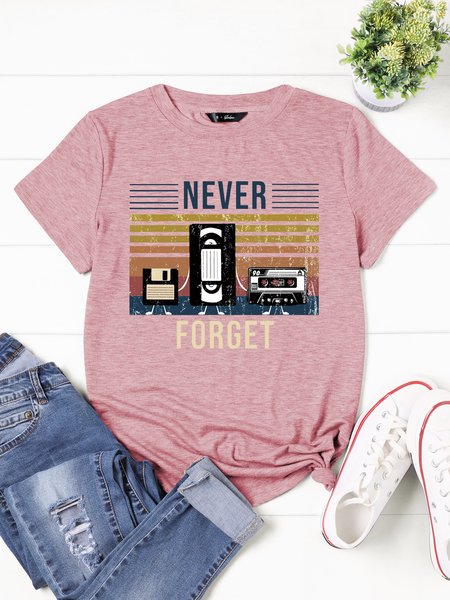 

Never Forget Casual Crew Neck Shirts & Tops, Dark pink, T-shirts