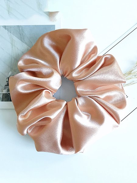 

Elegant Plain Pleated Cross Section Hair Tie, Champagne, Headwear