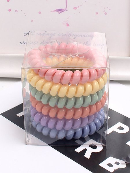 

Simple telephone line hair ring 6 Pieces, Color3, Women Hair Accessories
