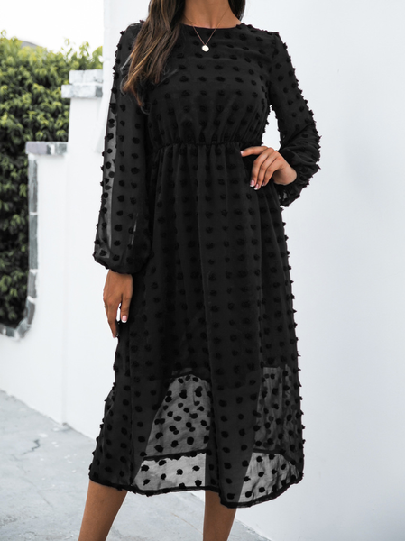 

Girocollo Sexy Abito, Nero, Midi Dresses