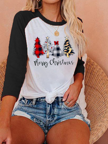 

Crew Neck Casual Tops, Black, Tops