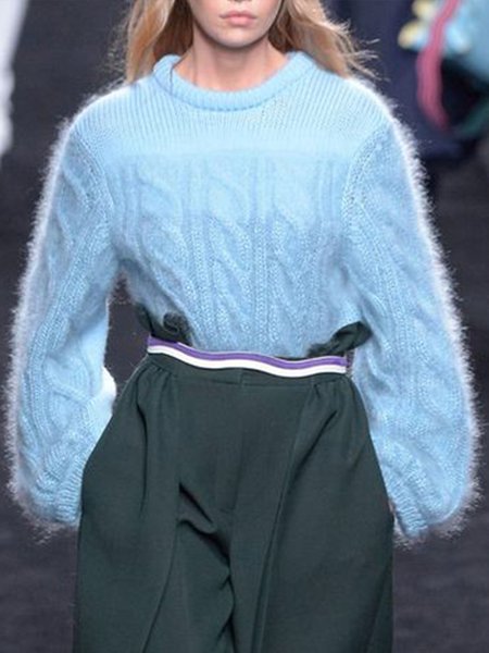 

Sweet Simple ElegantPlain Elegant Sweater, Blue, Pullovers
