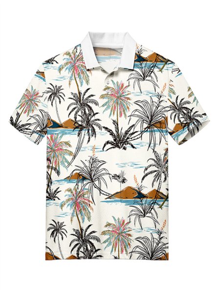 

Lapel Short Sleeve Shirts & Tops, As picture, Men's t-shirts