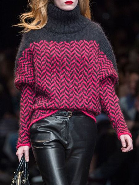 

Casual Geometric Off Shoulder Regular Fit Sweater, As picture, Pullovers